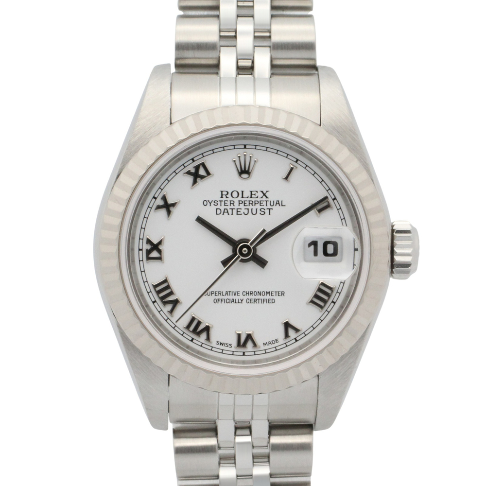 Rolex Datejust F-serial watch, 18K white gold (WG) stainless steel, ladies', ...